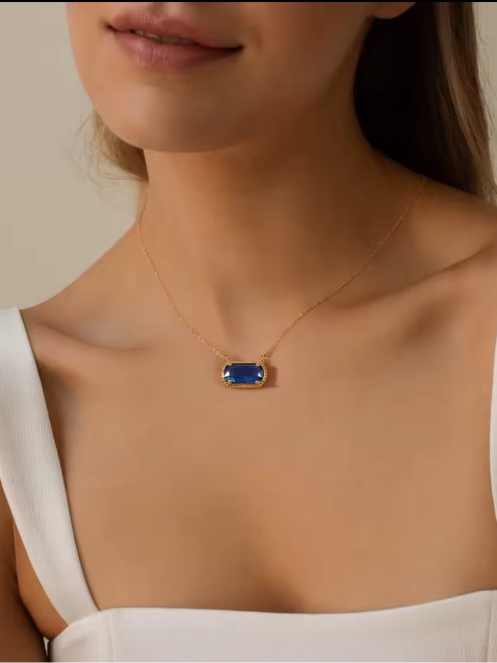 Avangarde Blue Gemstone Crystal Gold Necklace